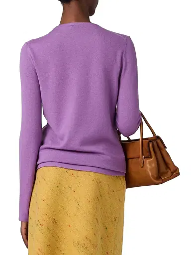 Miu Miu Women's Cashmere and Silk Crew-Neck Sweater - Purple | Thumbnail 3 Miu Miu Women's Cashmere and Silk Crew-Neck Sweater - Purple | Thumbnail 3