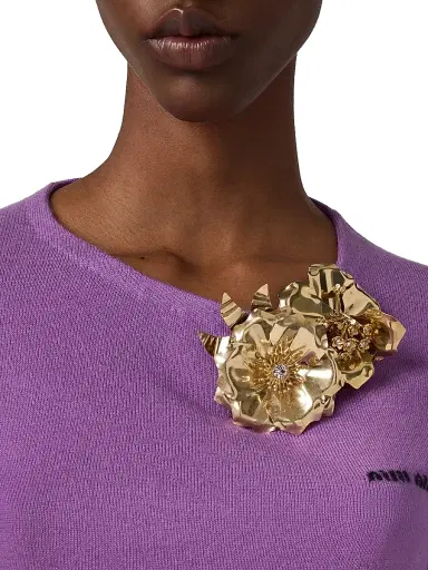 Miu Miu Women's Cashmere and Silk Crew-Neck Sweater - Purple | Thumbnail 4 Miu Miu Women's Cashmere and Silk Crew-Neck Sweater - Purple | Thumbnail 4