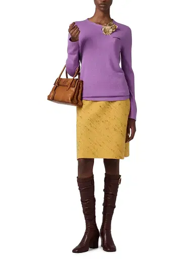 Miu Miu Women's Cashmere and Silk Crew-Neck Sweater - Purple | Thumbnail 5 Miu Miu Women's Cashmere and Silk Crew-Neck Sweater - Purple | Thumbnail 5