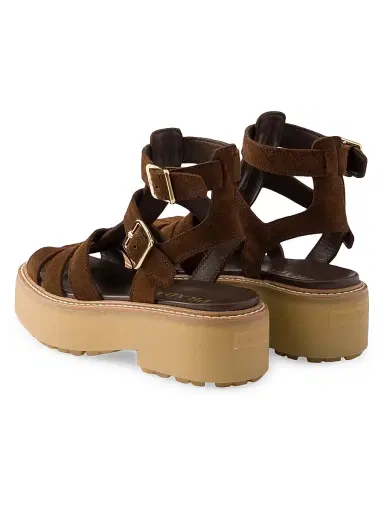 Prada Women's Suede Gladiator Sandals - Brown | Thumbnail 3 Prada Women's Suede Gladiator Sandals - Brown | Thumbnail 3