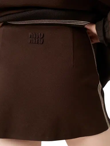 Miu Miu Women's Fabric Stitch Knit Mini Skirt - Brown | Thumbnail 6 Miu Miu Women's Fabric Stitch Knit Mini Skirt - Brown | Thumbnail 6