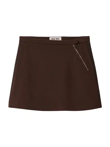 Miu Miu Women's Fabric Stitch Knit Mini Skirt - Brown | Thumbnail 1 Miu Miu Women's Fabric Stitch Knit Mini Skirt - Brown | Thumbnail 1