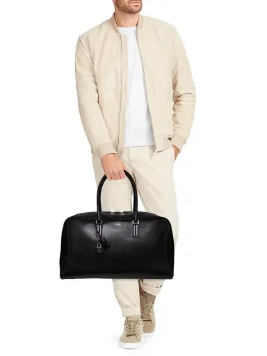 TOM FORD Men's Supple Grain Leather Bowling Bag - Black | Thumbnail 2 TOM FORD Men's Supple Grain Leather Bowling Bag - Black | Thumbnail 2