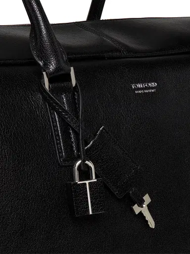 TOM FORD Men's Supple Grain Leather Bowling Bag - Black | Thumbnail 6 TOM FORD Men's Supple Grain Leather Bowling Bag - Black | Thumbnail 6