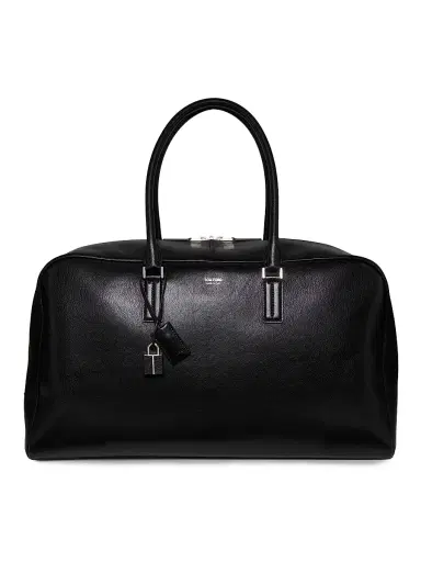 TOM FORD Men's Supple Grain Leather Bowling Bag - Black | Thumbnail 1 TOM FORD Men's Supple Grain Leather Bowling Bag - Black | Thumbnail 1