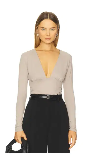 Susana Monaco V-neck Gathered Long Sleeve Top | Thumbnail 1 Susana Monaco V-neck Gathered Long Sleeve Top | Thumbnail 1