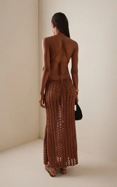 Akoia Swim Exclusive Rosette Crocheted Cotton Halter Maxi Dress | Thumbnail 4 Akoia Swim Exclusive Rosette Crocheted Cotton Halter Maxi Dress | Thumbnail 4