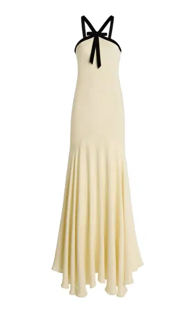 Rodarte Velvet-Trimmed Silk Crepe Maxi Halter Dress | Thumbnail 7 Rodarte Velvet-Trimmed Silk Crepe Maxi Halter Dress | Thumbnail 7