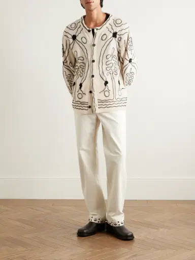 BODE Winter Garden Tulle-Appliquéd Cashmere Cardigan - Men | Thumbnail 2 BODE Winter Garden Tulle-Appliquéd Cashmere Cardigan - Men | Thumbnail 2