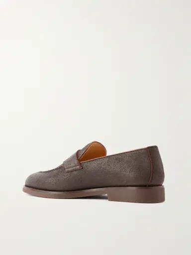 Brunello Cucinelli Flex Waxed-Suede Penny Loafers - Men | Thumbnail 4 Brunello Cucinelli Flex Waxed-Suede Penny Loafers - Men | Thumbnail 4