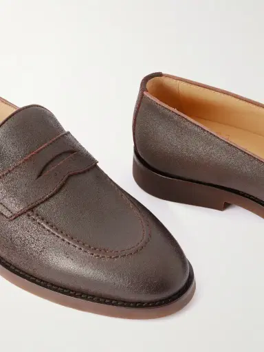 Brunello Cucinelli Flex Waxed-Suede Penny Loafers - Men | Thumbnail 5 Brunello Cucinelli Flex Waxed-Suede Penny Loafers - Men | Thumbnail 5