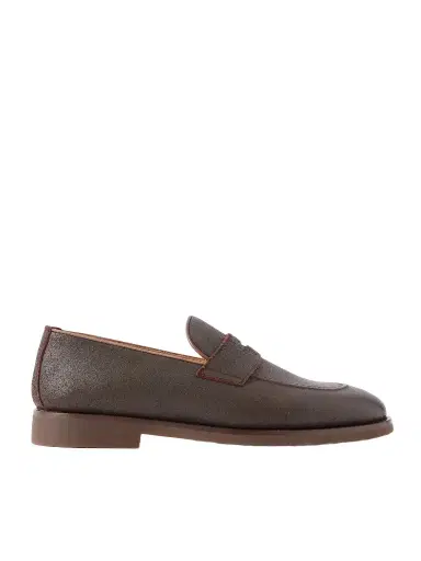 Brunello Cucinelli Flex Waxed-Suede Penny Loafers - Men | Thumbnail 1 Brunello Cucinelli Flex Waxed-Suede Penny Loafers - Men | Thumbnail 1