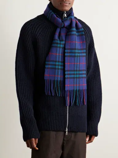 Burberry Fringed Checked Cashmere Scarf - Men | Thumbnail 2 Burberry Fringed Checked Cashmere Scarf - Men | Thumbnail 2