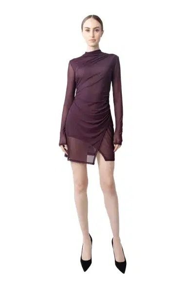 Lapointe Mesh Draped Mini Dress | Thumbnail 1 Lapointe Mesh Draped Mini Dress | Thumbnail 1