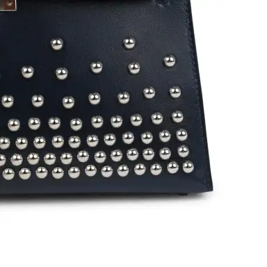HERMÈS Hermes Kelly Sellier 20 Clouté Bleu Abyss Box Palladium Hardware | Thumbnail 8 HERMÈS Hermes Kelly Sellier 20 Clouté Bleu Abyss Box Palladium Hardware | Thumbnail 8