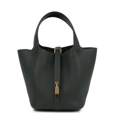 HERMÈS Hermes Picotin Lock 18 Vert Mangrove Clemence Gold Hardware | Thumbnail 1 HERMÈS Hermes Picotin Lock 18 Vert Mangrove Clemence Gold Hardware | Thumbnail 1