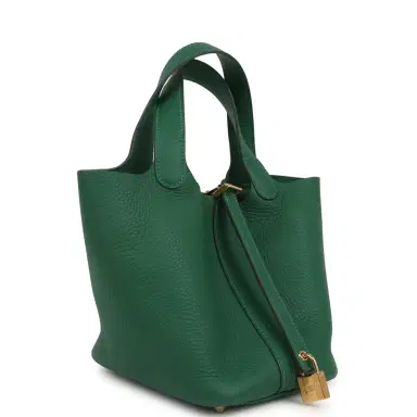 HERMÈS Hermes Picotin Lock 18 Vert Moyen Clemence Gold Hardware | Thumbnail 2 HERMÈS Hermes Picotin Lock 18 Vert Moyen Clemence Gold Hardware | Thumbnail 2