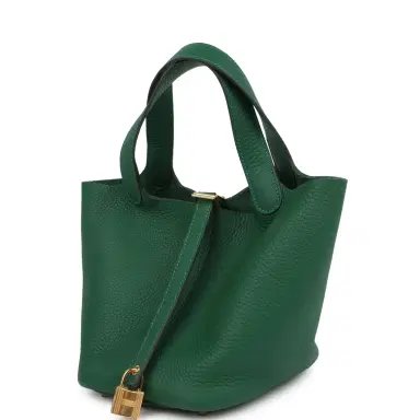 HERMÈS Hermes Picotin Lock 18 Vert Moyen Clemence Gold Hardware | Thumbnail 3 HERMÈS Hermes Picotin Lock 18 Vert Moyen Clemence Gold Hardware | Thumbnail 3