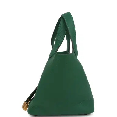 HERMÈS Hermes Picotin Lock 18 Vert Moyen Clemence Gold Hardware | Thumbnail 4 HERMÈS Hermes Picotin Lock 18 Vert Moyen Clemence Gold Hardware | Thumbnail 4