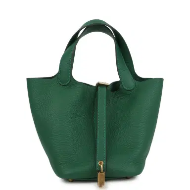 HERMÈS Hermes Picotin Lock 18 Vert Moyen Clemence Gold Hardware | Thumbnail 1 HERMÈS Hermes Picotin Lock 18 Vert Moyen Clemence Gold Hardware | Thumbnail 1