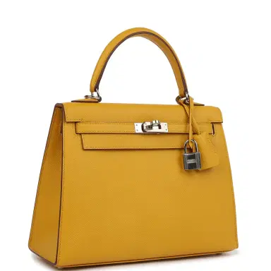 HERMÈS Pre-owned Hermes Kelly Sellier 25 Jaune Ambre Epsom Palladium Hardware | Thumbnail 2 HERMÈS Pre-owned Hermes Kelly Sellier 25 Jaune Ambre Epsom Palladium Hardware | Thumbnail 2
