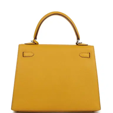 HERMÈS Pre-owned Hermes Kelly Sellier 25 Jaune Ambre Epsom Palladium Hardware | Thumbnail 4 HERMÈS Pre-owned Hermes Kelly Sellier 25 Jaune Ambre Epsom Palladium Hardware | Thumbnail 4