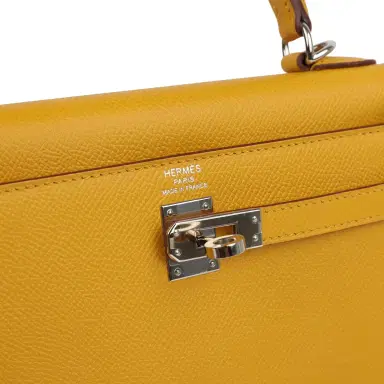 HERMÈS Pre-owned Hermes Kelly Sellier 25 Jaune Ambre Epsom Palladium Hardware | Thumbnail 7 HERMÈS Pre-owned Hermes Kelly Sellier 25 Jaune Ambre Epsom Palladium Hardware | Thumbnail 7