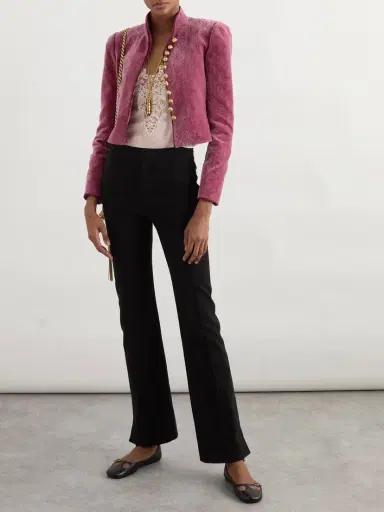 Chloé Cropped Embroidered Cotton-velvet Jacket | Thumbnail 2 Chloé Cropped Embroidered Cotton-velvet Jacket | Thumbnail 2