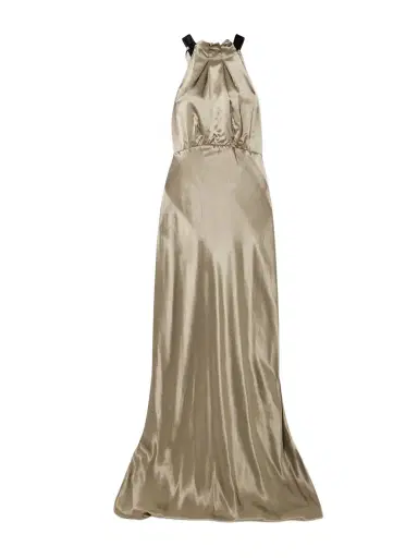 Saloni Michelle Velvet-trimmed Open-back Satin Gown | Thumbnail 1 Saloni Michelle Velvet-trimmed Open-back Satin Gown | Thumbnail 1