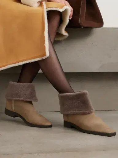 TOTEME Shearling-trimmed Suede Ankle Boots | Thumbnail 2 TOTEME Shearling-trimmed Suede Ankle Boots | Thumbnail 2