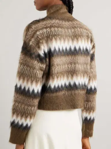 Brunello Cucinelli Cropped Brushed Intarsia-knit Turtleneck Sweater | Thumbnail 3 Brunello Cucinelli Cropped Brushed Intarsia-knit Turtleneck Sweater | Thumbnail 3