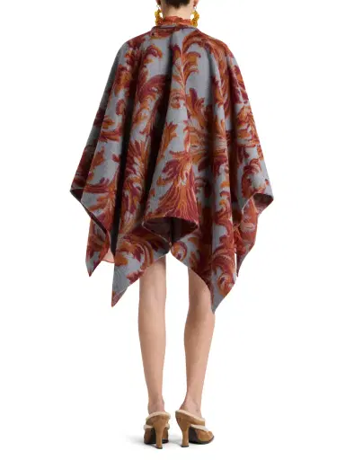 Etro Wool-Blend Cape with Leafy Jacquard Motif | Thumbnail 4 Etro Wool-Blend Cape with Leafy Jacquard Motif | Thumbnail 4