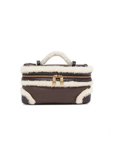 Bottega Veneta Women's Bang Bang Shearling-Trimmed Vanity Case - Light Brown | Thumbnail 1 Bottega Veneta Women's Bang Bang Shearling-Trimmed Vanity Case - Light Brown | Thumbnail 1
