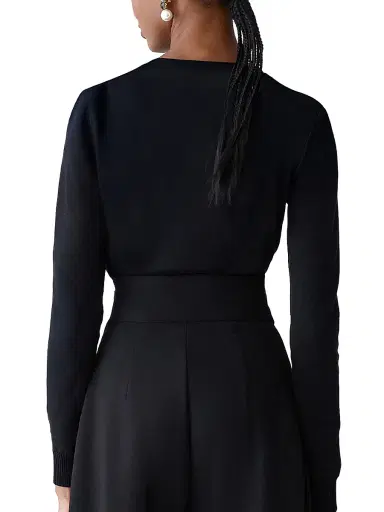 Carolina Herrera Women's Imitation Pearl-Embellished Silk-Cotton Sweater - Black White | Thumbnail 4 Carolina Herrera Women's Imitation Pearl-Embellished Silk-Cotton Sweater - Black White | Thumbnail 4