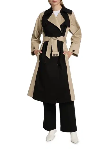 Rails Women's Maud Belted Colorblocked Coat - Black Taupe | Thumbnail 2 Rails Women's Maud Belted Colorblocked Coat - Black Taupe | Thumbnail 2