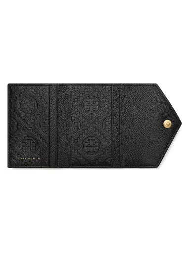 Tory Burch Women's T Monogram Small Pebbled Leather Wallet - Black | Thumbnail 2 Tory Burch Women's T Monogram Small Pebbled Leather Wallet - Black | Thumbnail 2
