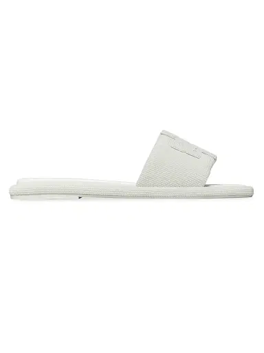 Tory Burch Women's Double-T Pavé Leather Slides - Optic White - Size 9.5 Sandals | Thumbnail 1 Tory Burch Women's Double-T Pavé Leather Slides - Optic White - Size 9.5 Sandals | Thumbnail 1