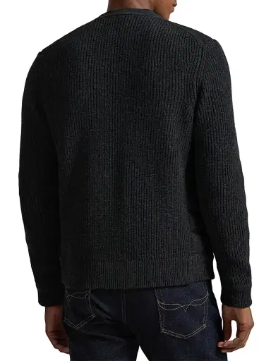 Polo Ralph Lauren Men's Quilted Cotton V-Neck Cardigan - Onyx | Thumbnail 4 Polo Ralph Lauren Men's Quilted Cotton V-Neck Cardigan - Onyx | Thumbnail 4