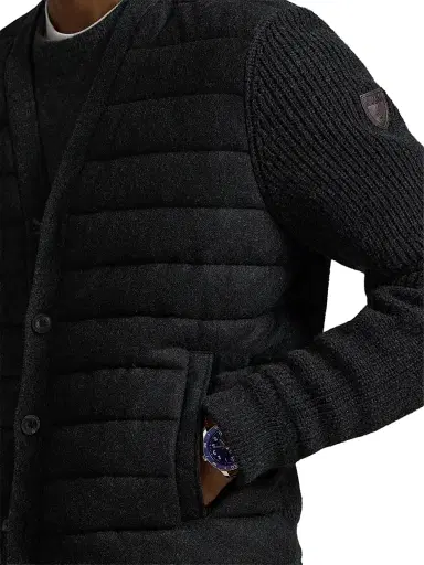 Polo Ralph Lauren Men's Quilted Cotton V-Neck Cardigan - Onyx | Thumbnail 5 Polo Ralph Lauren Men's Quilted Cotton V-Neck Cardigan - Onyx | Thumbnail 5