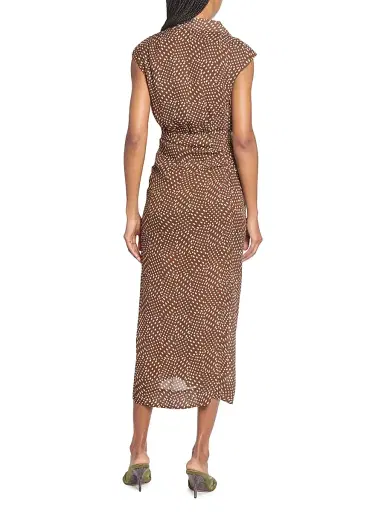 Dries Van Noten Women's Davylo Polka Dot Ruffle Midi-Dress - Brown | Thumbnail 5 Dries Van Noten Women's Davylo Polka Dot Ruffle Midi-Dress - Brown | Thumbnail 5