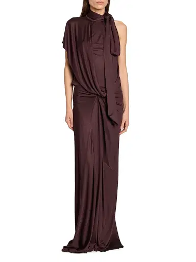 Dries Van Noten Women's Humila Knotted Jersey Sheath Maxi Skirt - Burgundy | Thumbnail 2 Dries Van Noten Women's Humila Knotted Jersey Sheath Maxi Skirt - Burgundy | Thumbnail 2