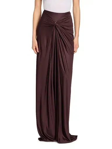 Dries Van Noten Women's Humila Knotted Jersey Sheath Maxi Skirt - Burgundy | Thumbnail 3 Dries Van Noten Women's Humila Knotted Jersey Sheath Maxi Skirt - Burgundy | Thumbnail 3
