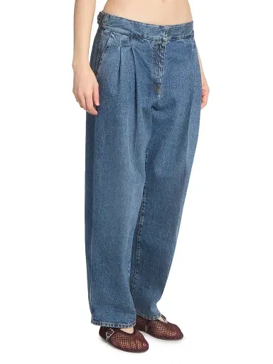 ALAIA Women's Pleated Straight-Leg Jeans - Bleu Delave | Thumbnail 4 ALAIA Women's Pleated Straight-Leg Jeans - Bleu Delave | Thumbnail 4