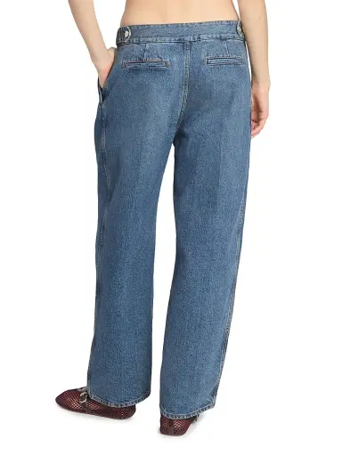 ALAIA Women's Pleated Straight-Leg Jeans - Bleu Delave | Thumbnail 5 ALAIA Women's Pleated Straight-Leg Jeans - Bleu Delave | Thumbnail 5