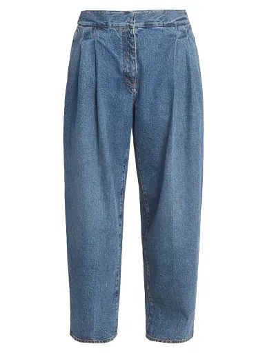 ALAIA Women's Pleated Straight-Leg Jeans - Bleu Delave | Thumbnail 1 ALAIA Women's Pleated Straight-Leg Jeans - Bleu Delave | Thumbnail 1