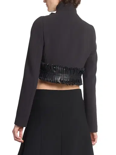 Alaïa Women's Faux Leather-Trimmed Crop Jacket - Noir Alaia | Thumbnail 5 Alaïa Women's Faux Leather-Trimmed Crop Jacket - Noir Alaia | Thumbnail 5
