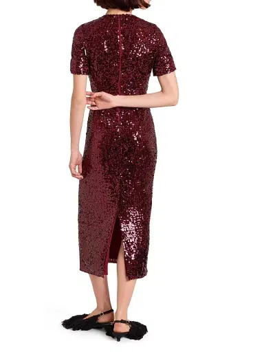 Erdem Women's Sequined Short-Sleeve Cocktail Dress - Mulberry Red | Thumbnail 5 Erdem Women's Sequined Short-Sleeve Cocktail Dress - Mulberry Red | Thumbnail 5