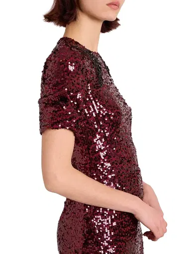 Erdem Women's Sequined Short-Sleeve Cocktail Dress - Mulberry Red | Thumbnail 6 Erdem Women's Sequined Short-Sleeve Cocktail Dress - Mulberry Red | Thumbnail 6