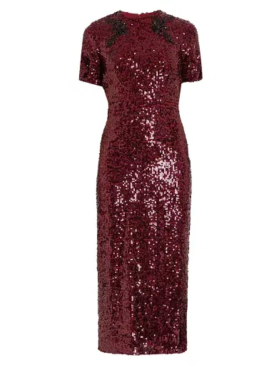 Erdem Women's Sequined Short-Sleeve Cocktail Dress - Mulberry Red | Thumbnail 1 Erdem Women's Sequined Short-Sleeve Cocktail Dress - Mulberry Red | Thumbnail 1