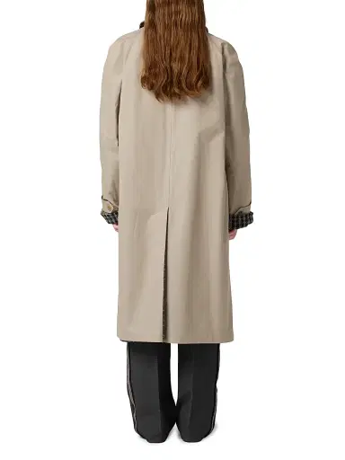 Miu Miu Women's Reversible Twill and Check Trench Coat - Beige Khaki | Thumbnail 3 Miu Miu Women's Reversible Twill and Check Trench Coat - Beige Khaki | Thumbnail 3